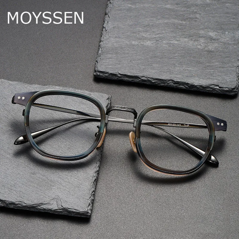 Brand Desigh Fashion Carved Titatinium Eyeglasses Frame Men Women Classic Retro Square Spectacles Can Customize Myopia Reading