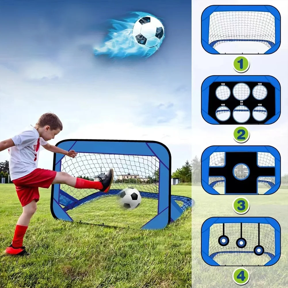 Portable Soccer Training Equipment 4 Goal Modes Soccer Target Net Football Training Shooting Target Net for Backyard Training