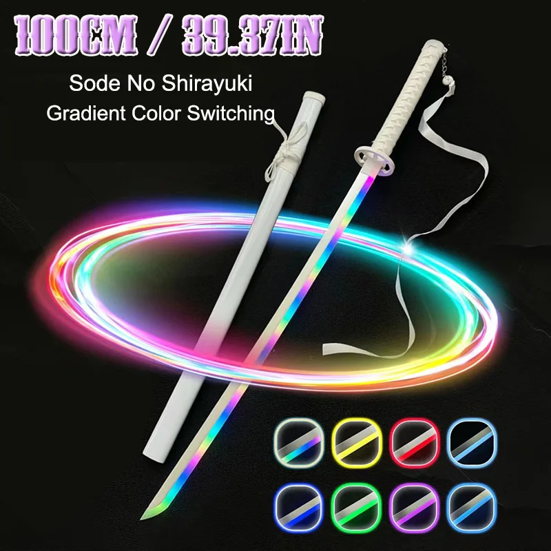 10 Led Gradient Color Glow Sword Sode No Shirayuki Sword Cosplay Samurai Swords Free Knife Holder And Belt