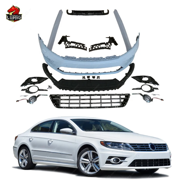 

Full Set Body Kits Upgrade to R Style Body Kit for Volkswagen CC with Front Bumper Front Lip Rear Diffuser Side Skirts Grill