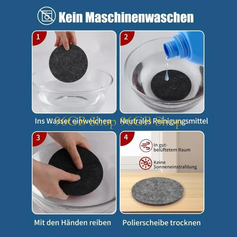 

96 ГБ, 5 дюймов, 125 мм, войлочная полировальная подушечка для лобового стекла, плитка из нержавеющей стали, очистка раковины