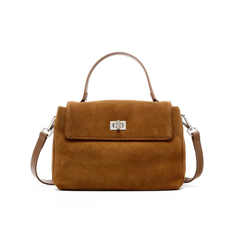 

2025 NEW Autumn Winter Women's Suede Crossbody Bag Luxury Designer Genuine Cow Leather Commuting Messenger Fashion Shoulder Bag