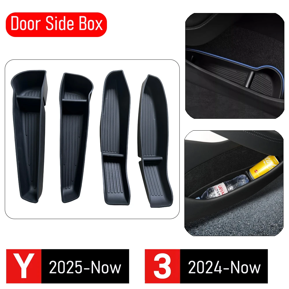For Tesla Model Y Juniper Model 3 2025 2026 Door Side Storage Box Front Rear Door Storage Organizer Tray Interior Accessories