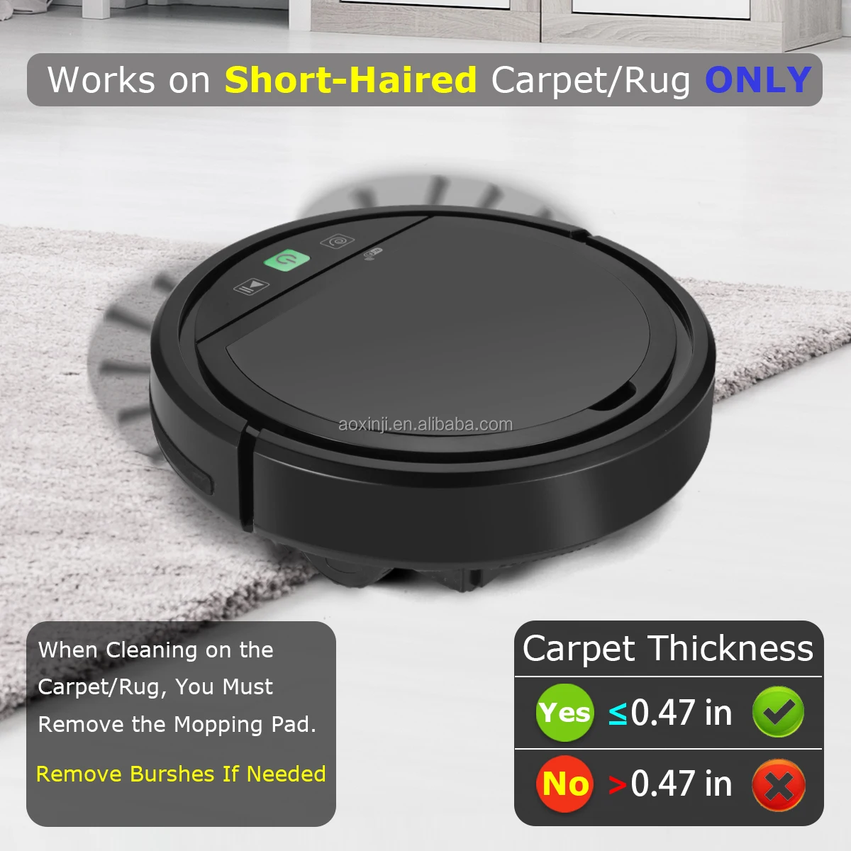 Vacuum Cleaner Robot with Mop WiFi App Control Smart Sweeping Vacuum Cleaning Robot for Pet Hair Home Hard Wood Floor,Tile