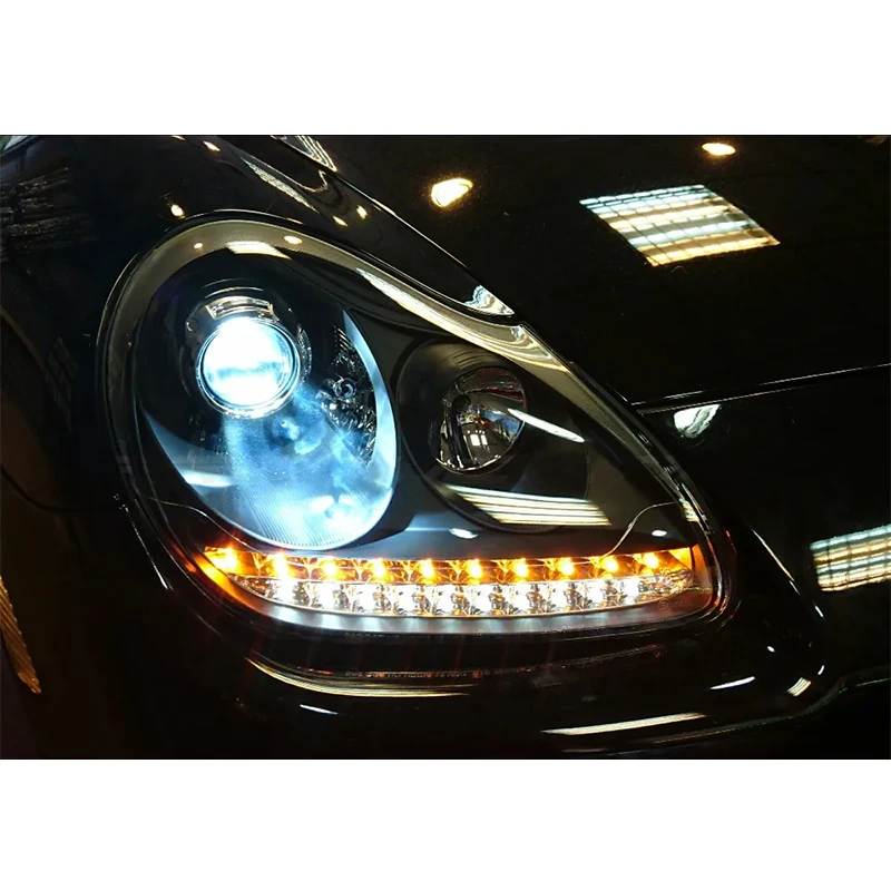 Neue weiße LED-Scheinwerfer für Porsche Cayenne 2003–2007, Frontstoßstangenposition, Halogenlampentyp