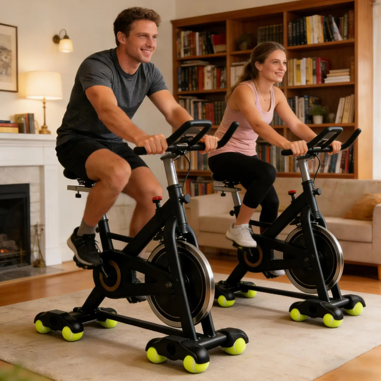 

Bike Trainer Rocker Feet Noise Reduction Kit with Tennis Balls Vibration Dampening Trainer Accessories for Home Gym Living Room