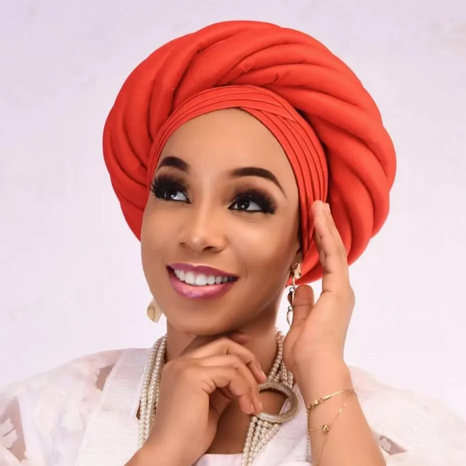 

African Headtie Nigerian Auto Gele Turban Caps Female Head Wraps Already Made Wedding Geles Party Headwear Headpiece