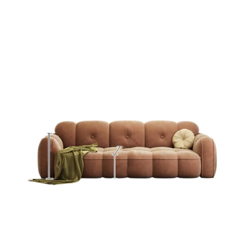 

Wabi Sand Wind Cream Frosted Fleece Straight Line Piano Keys Small Apartment Living Room Simple Creative Cloud Sofa