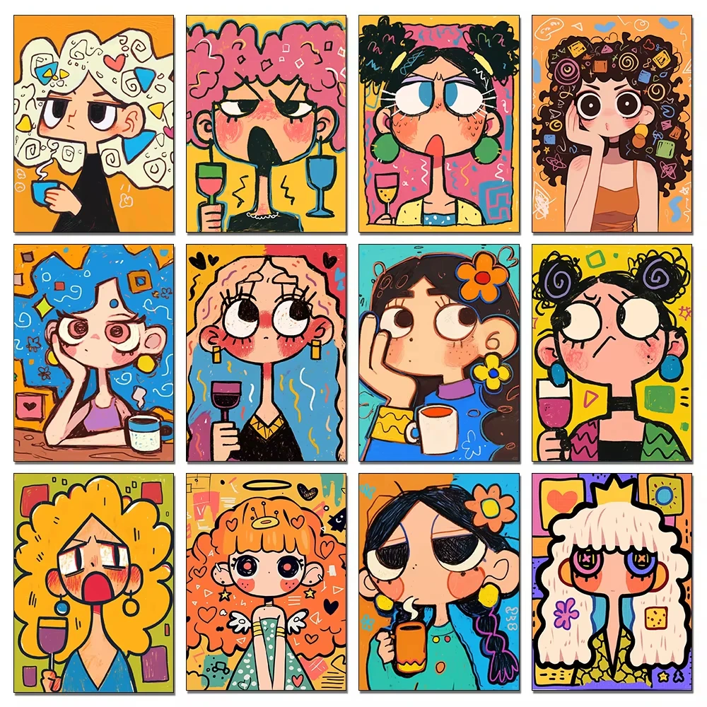 DIY Erwachsenen-Diamantmalerei Cartoon-Mädchen Vollquadrat/Rund Diamant-Mosaik Stickerei-Sets Spaßige Heimdekoration Neuheiten
