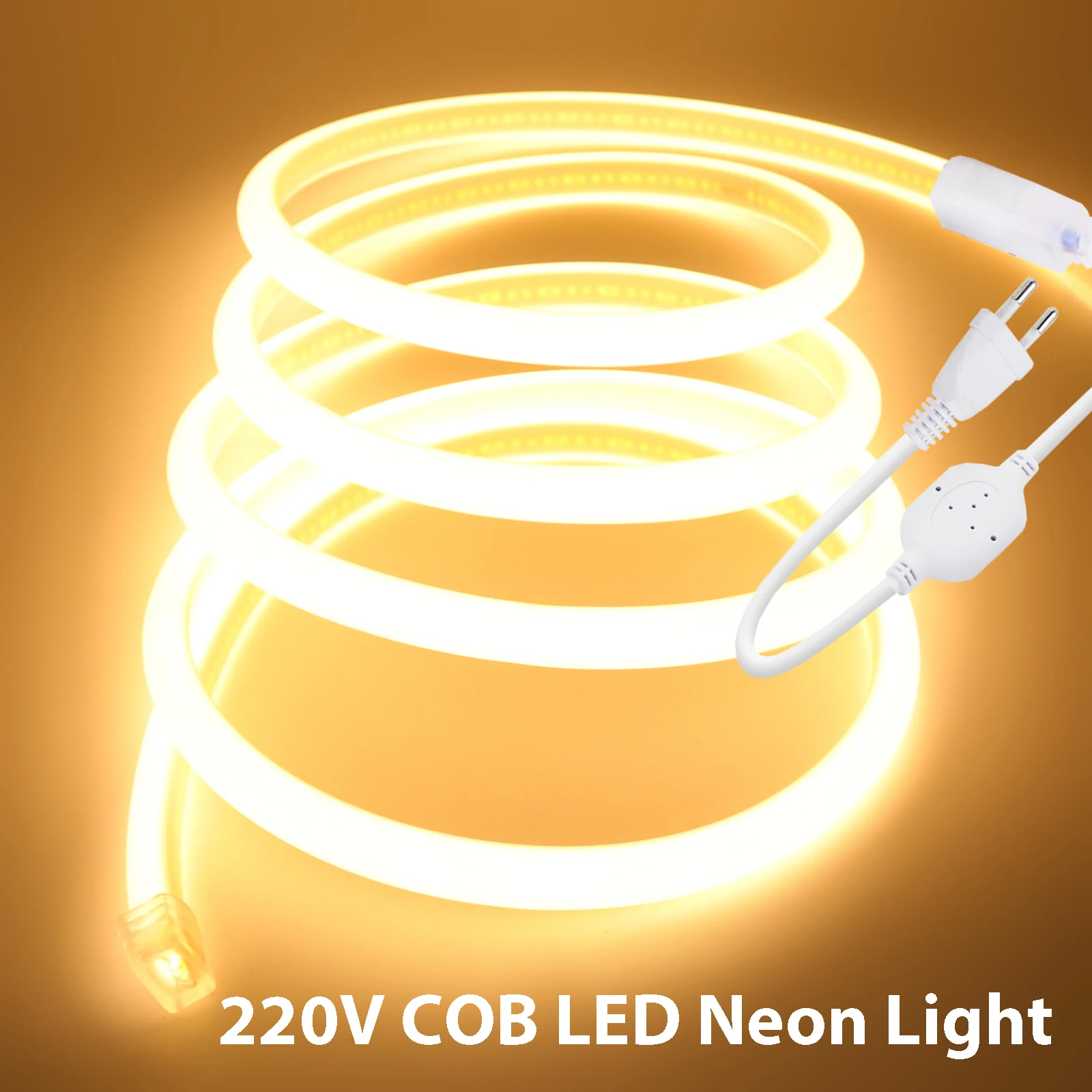 High Brightness 220V LED Neon Light COB Strip 270 Degree Glow Waterproof Led Tape Flexible Ribbon for Outdoor Garden Lighting