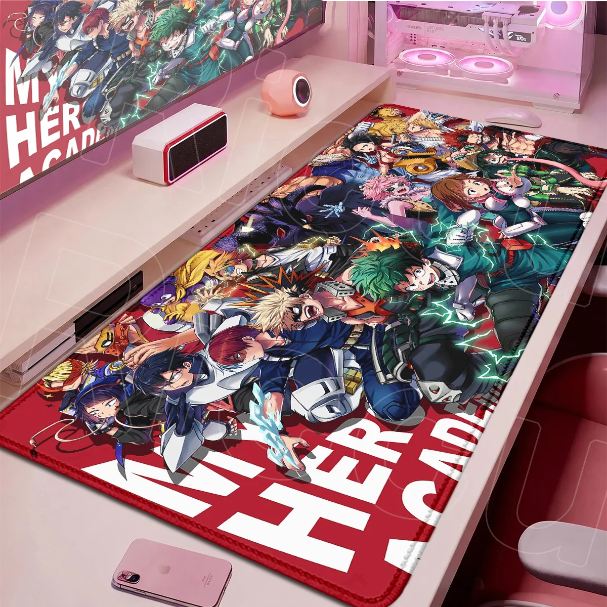 Büro-Laptop-Tastatur-Desktop-Matten, rutschfest, Hot Anime My Hero Academia, Mauspads, PC-Gaming-Zubehör, cooler Izuku Midoriya-Teppich – Detail 4