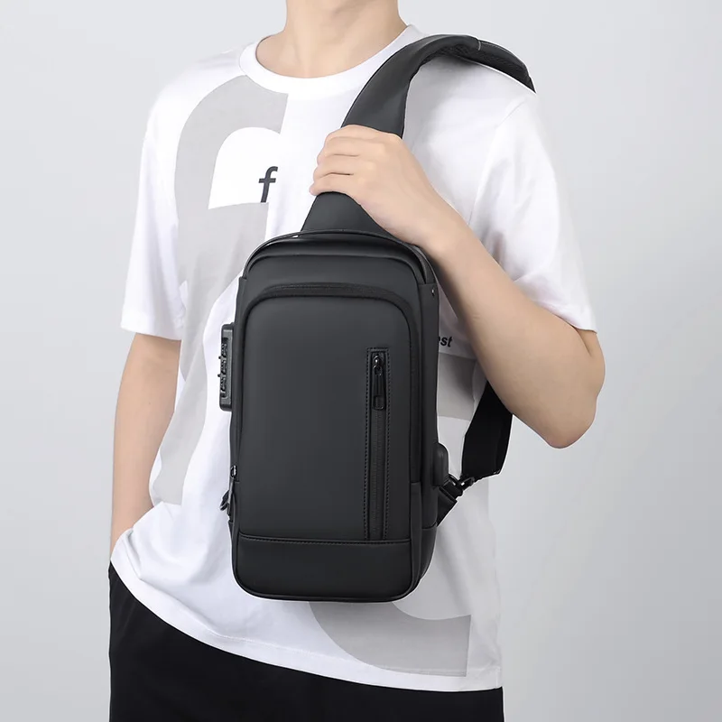 Shoulder Messenger USB Chest Bag Anti Theft Large Capacity Men Oxford Sling Crossbody Sports Travel Gym Waterproof Multifunction