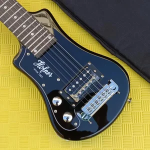 Custom Black Left Handed Travel Guitar, High Quality, Handmade Gloss Finished Mini Electric Guitar with Cotton Bag, Accessories Main Sales Cannhoto Guitar - №4