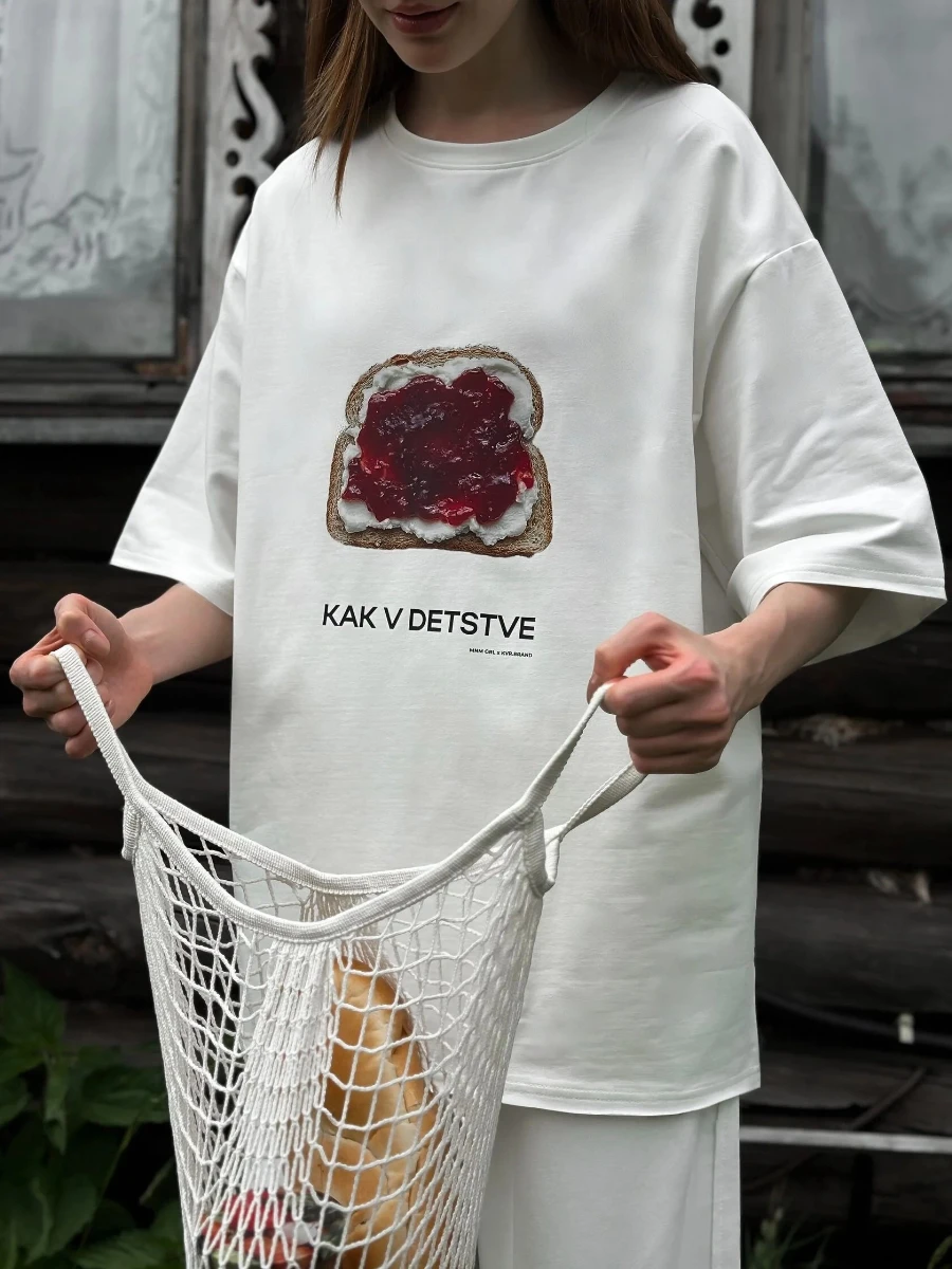 Sunuyoo, новая летняя футболка с принтом, 100% хлопок, женская модная свободная футболка с круглым вырезом и короткими рукавами, женский повседневный милый топ