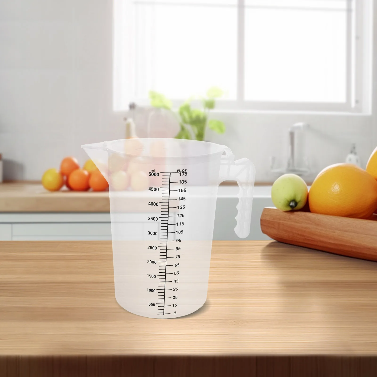 

Measuring Pot 5L Large Capacity Transparent PP Material Dustproof Lid Scale Markings Commercial Use Plastic Container