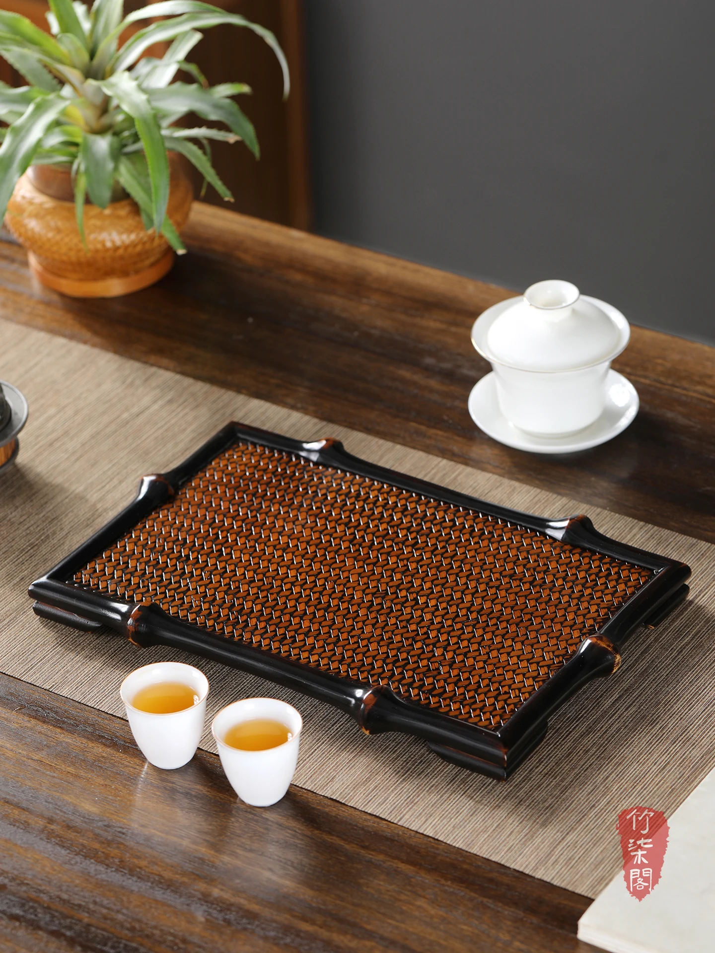 

Handcrafted Bamboo Tea Tray Zen Style Dry Foaming Tea Table Chinese Traditional Desktop Tea Ceremony Storage Tray Rectangular...