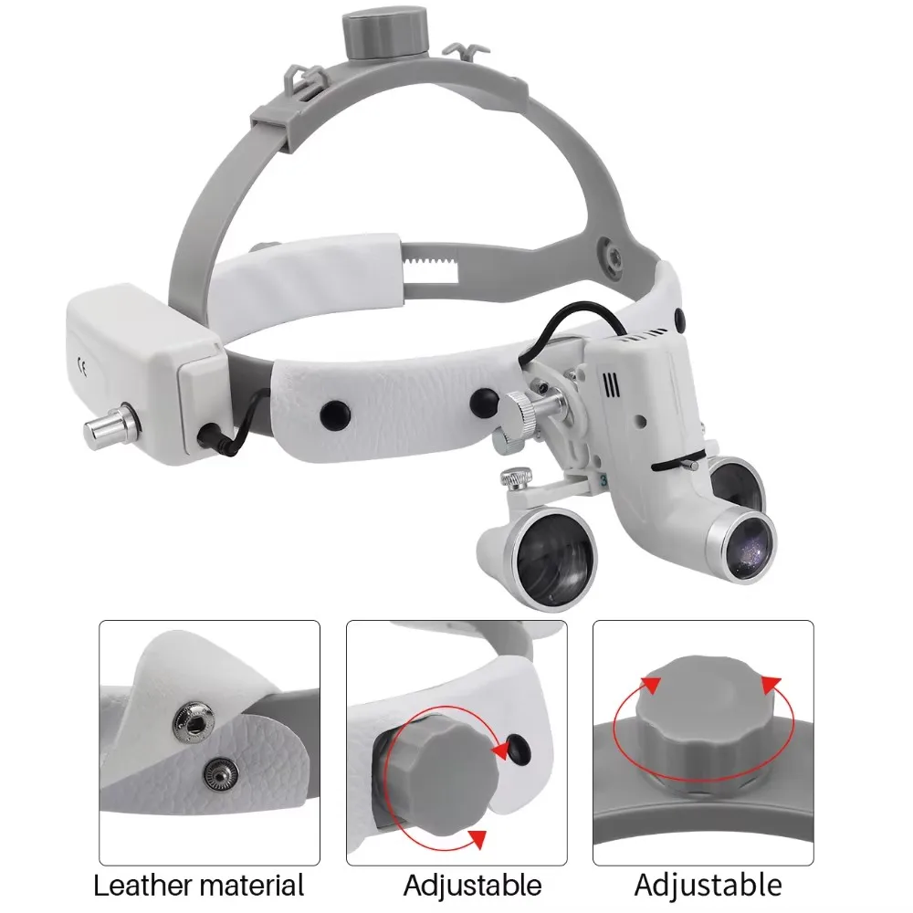 2.5X 3.5X Dental Binocular Loupes Dental LED Light Lamp Brightness Spot Adjustable Dental Lab 5W Headlamp For Surgical Headlight