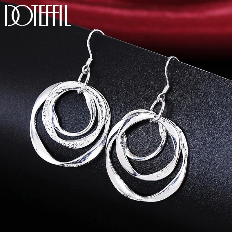 Silberfarbene Ohrringe mit drei Kreisen für Damen, Party-Schmuck, Persönlichkeit, Mode, Weihnachtsgeschenke