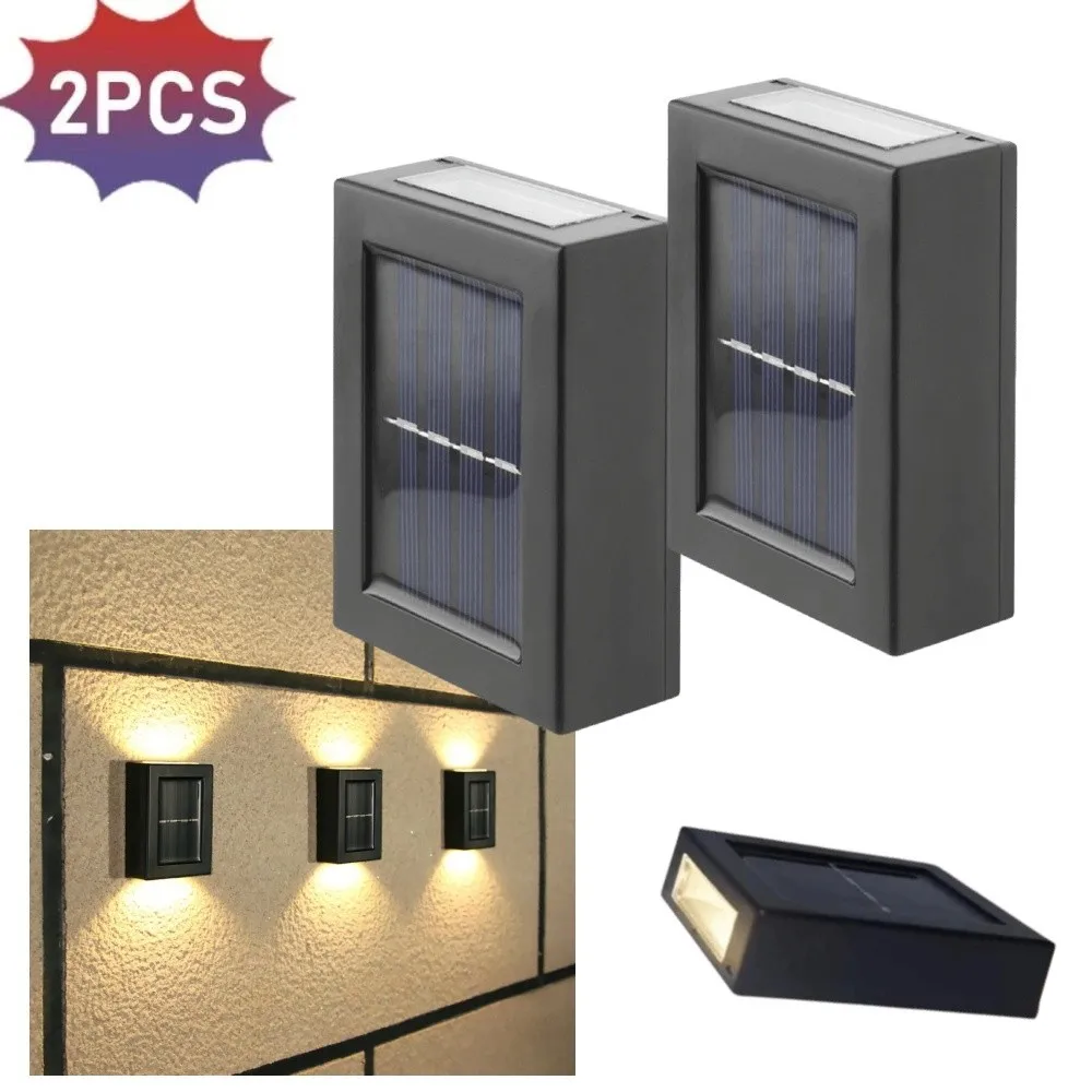 

2Pcs Waterproof Solar Wall Light Up Down Lighting Decorative Light Solar Garden Light Solar Powered Solar Powered Lamp