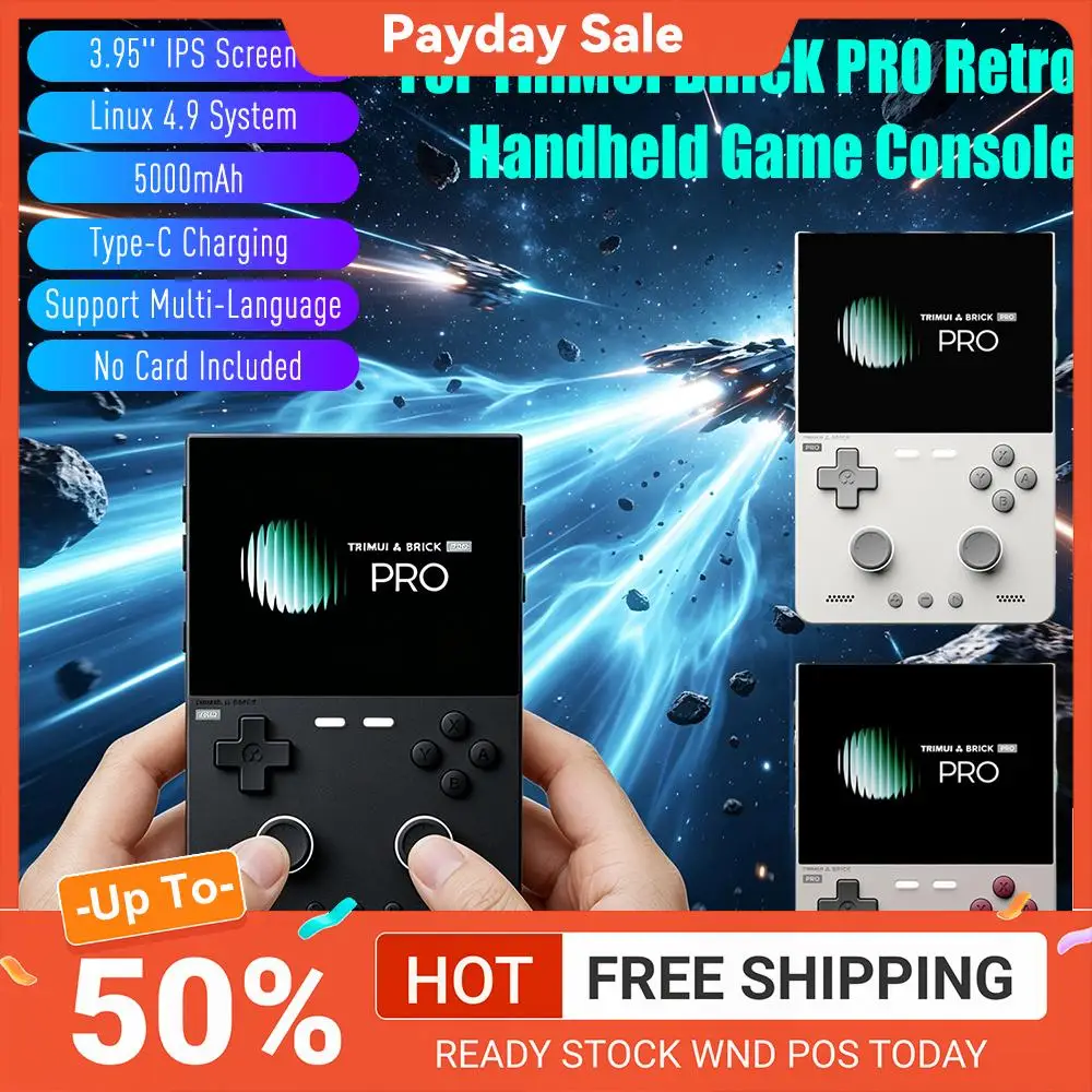وحدة تحكم ألعاب محمولة TRIMUI Brick Pro مفتوحة المصدر بشاشة IPS 3.95 بوصة ونظام لينكس 4.9 وبطارية 5000 مللي أمبير ومنفذ Type-C لتشغيل الألعاب الكلاسيكية - هدايا مثالية