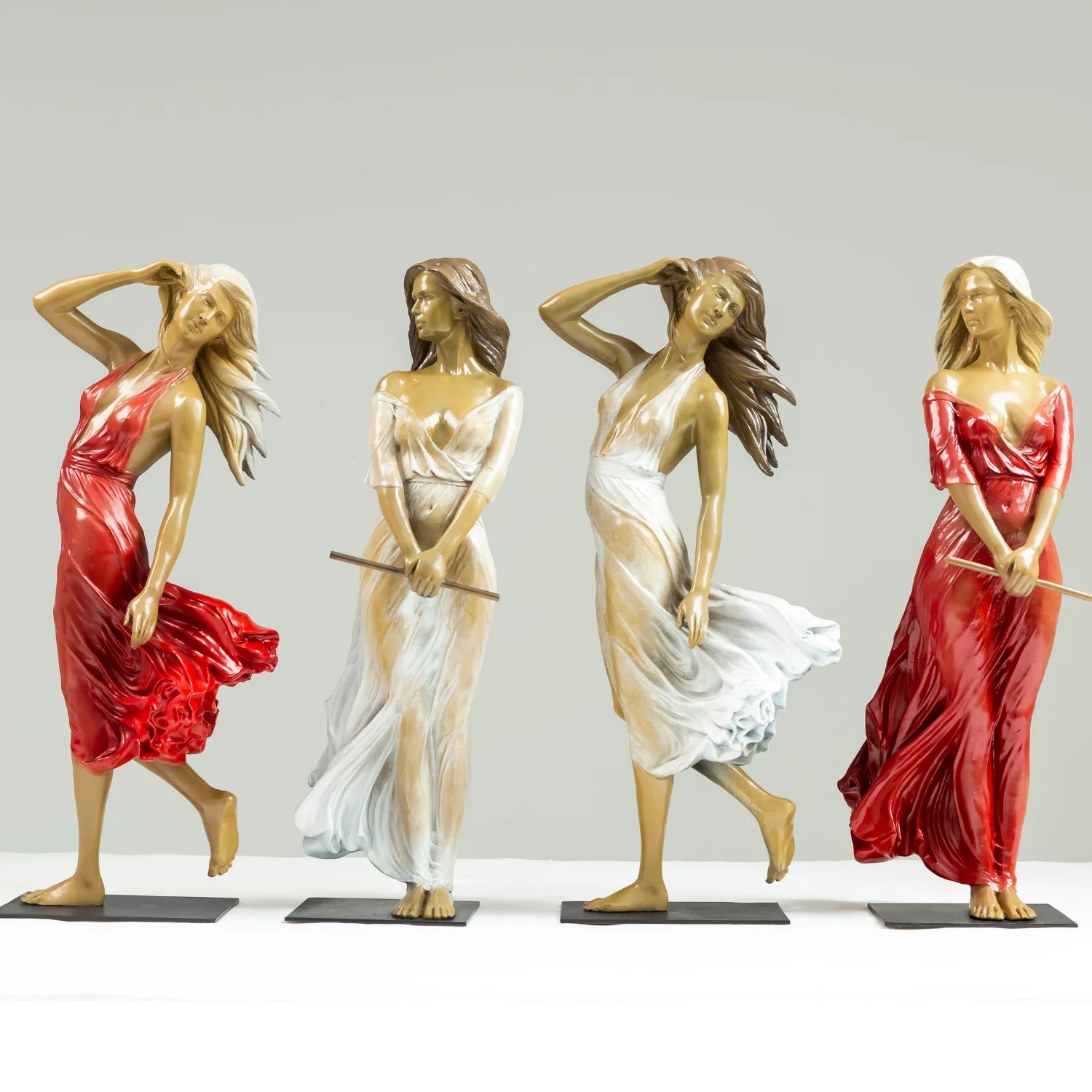 60cm Bronze Female Sculpture Inspired By Famous Luo Li Rong Bronze Sculpture Pretty Lady Sexy Bronze Statue Home Garden Decor