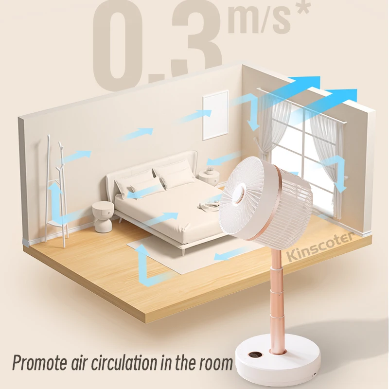 Thuis Vloer Ventilator Auto Oscillatie Elektrische Draadloze Circulator Draagbare Draadloze 10000Mah Opvouwbare Ventilator Met Afstandsbediening
