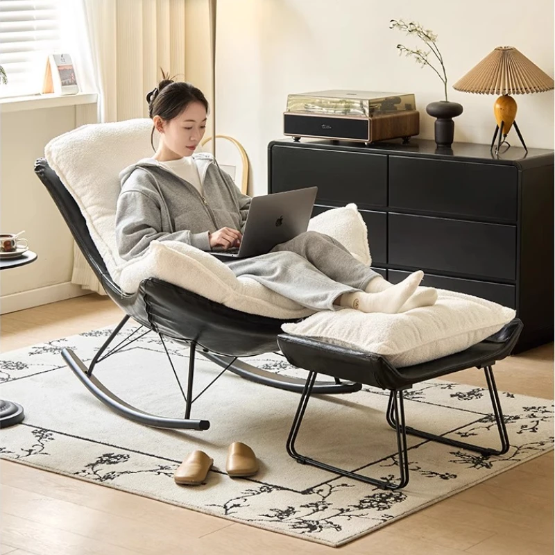 Rocking Chair Footrest Scandinavian Living Room Stool with Cushion Modern Footstool for Sofa Multi-functional Entryway Bench