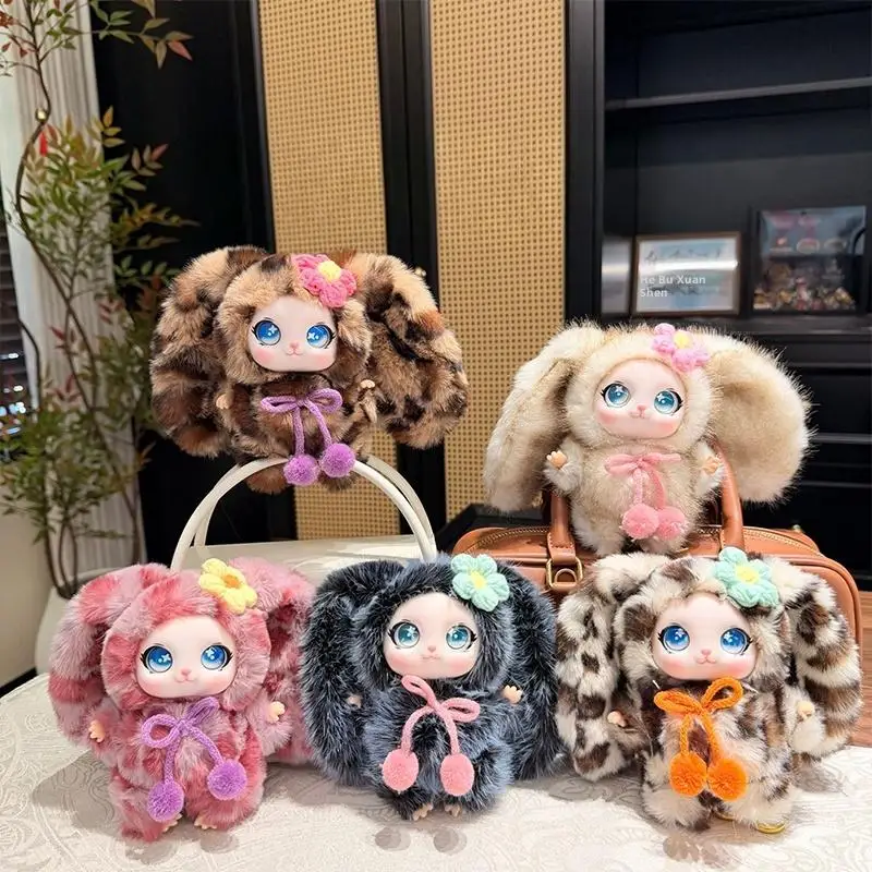 Fluffy Soft Bunny Keychain Vinyl Plush Doll Backpack Pendant Accessory Fashionable Decor