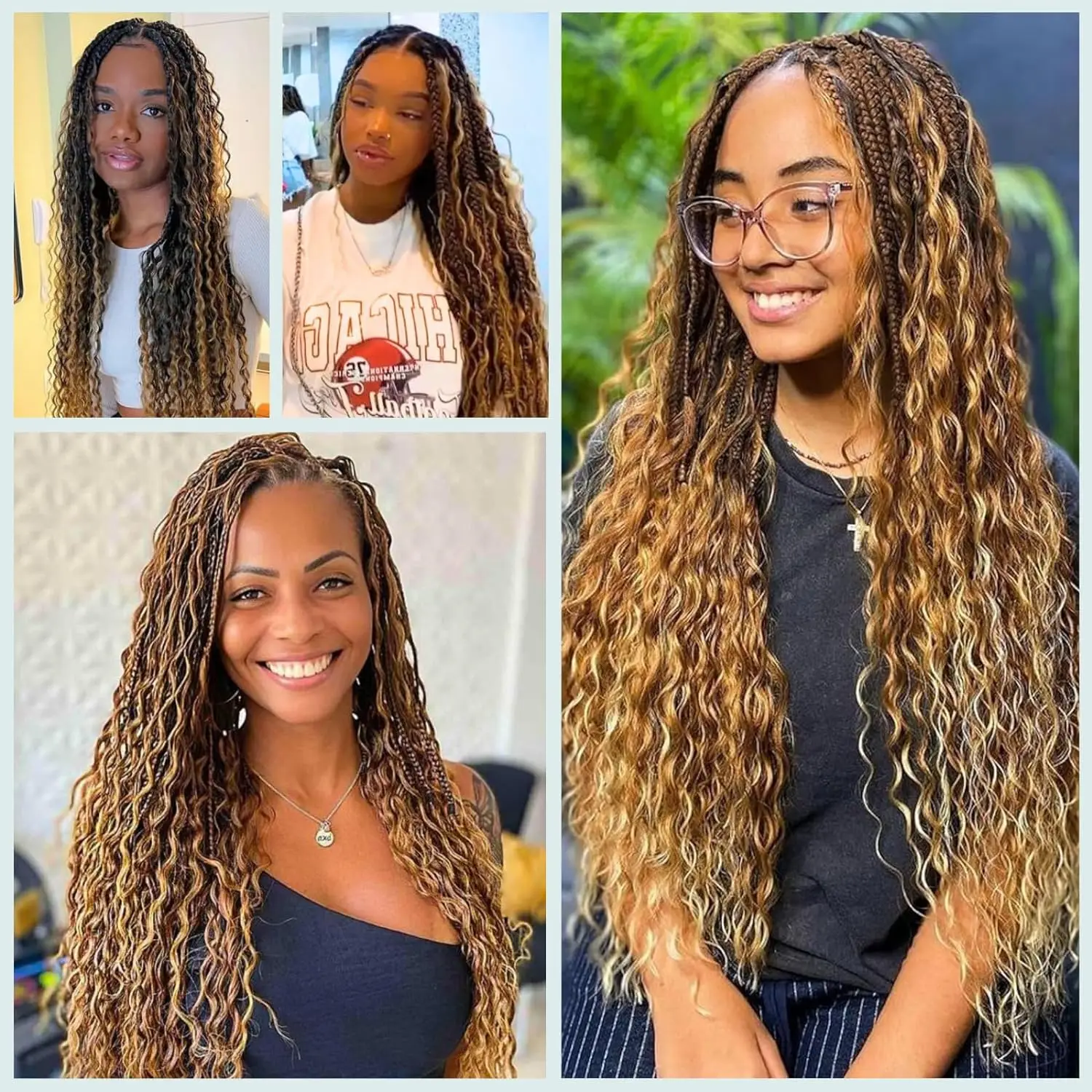 Deep Wave Human Hair Bulk for Braiding Brazilian Human Hair Bulk No Weft HighLight Brown 16-28 Inches Extension Crochet Braids