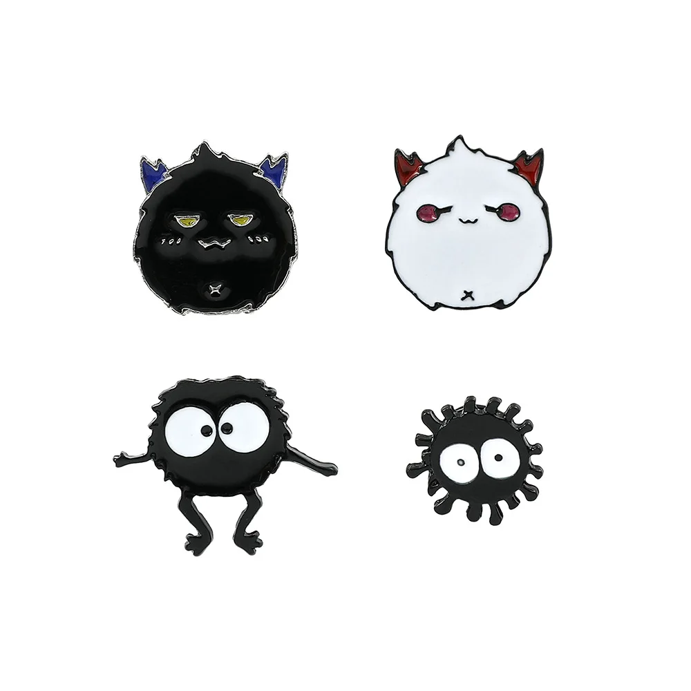 

Cartoon Fur Ball Brooch Dust Bunny Creative Black Coal Ball Couple Enamel Brooch Metal Paint Badge Backpack Clothing