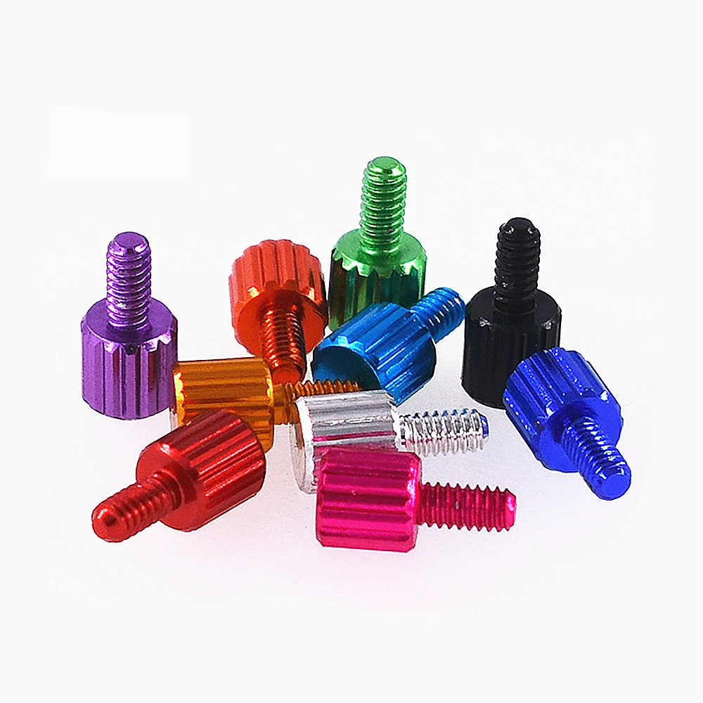 M2 M2.5 M2.6 M4 M5 M6 Aluminum Alloy Knurled Hand Thumb Screw Cylinder Head Hand Tighten Knob Screw Anodized L=4 - 25mm