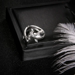 Q0Ke 2x Punkstil Haienringe weiße Haifisch- und Hammerhead -Metallringe Verstellbare Öffnung Schmuckring Dekoration für Frau 6 Hauptverkäufe Tubarao Branco - №3