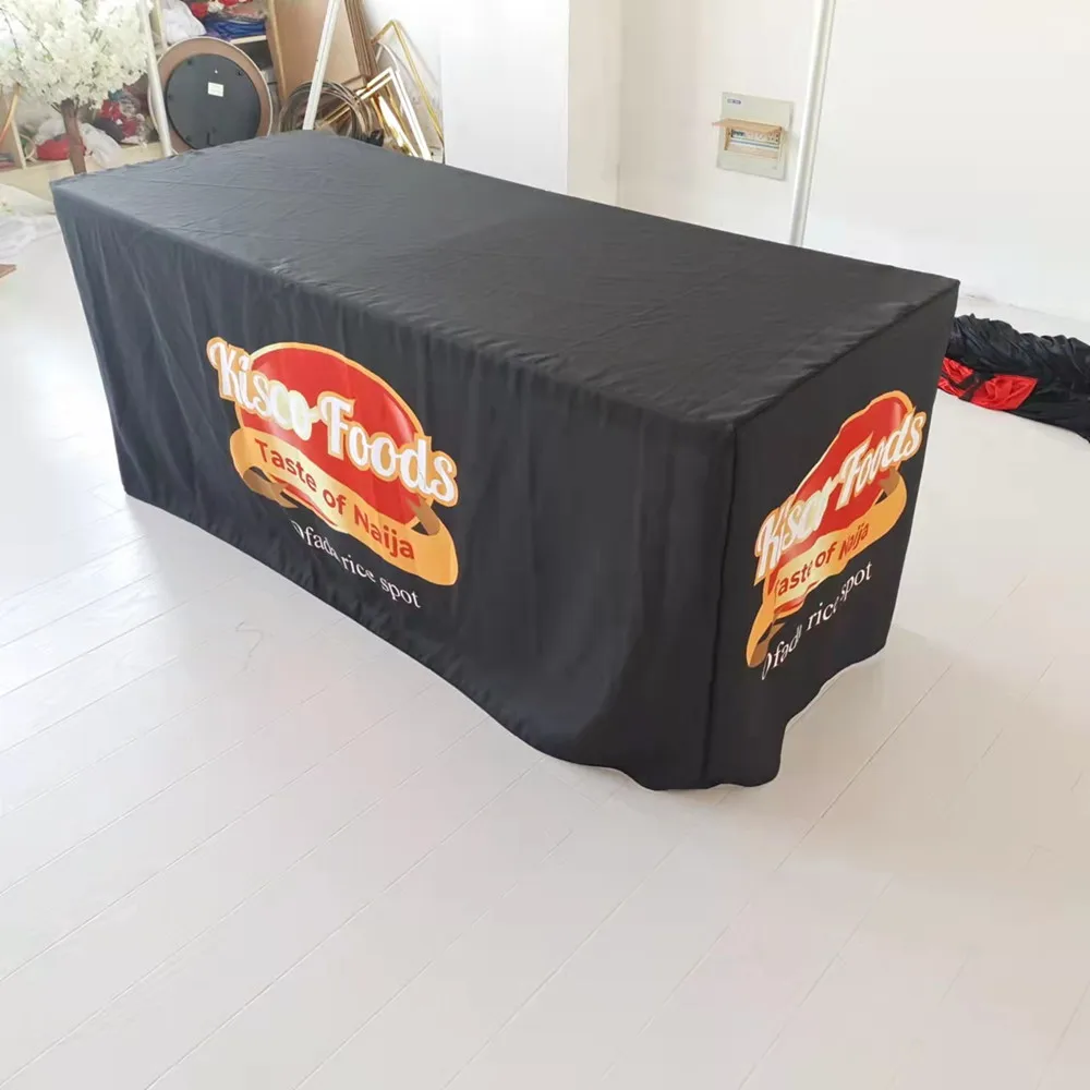 6ft Custom Printing Personalize Logo Open Back Fitted Table Cloth