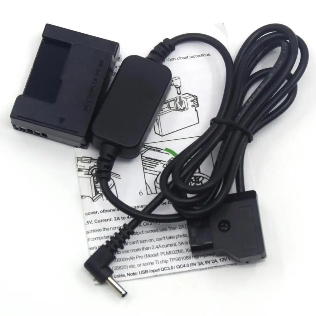 ACK-DC80+DR-80 NB-10L Dummy Battery 12-24V Step-Down Cable To D-TAP Dtap For Canon PowerShot G15 G16 SX40 SX50 SX60