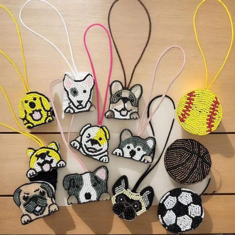 Fetching Dog Emblem Lanyard Patch Football Pendant Home Decorative Gifts.