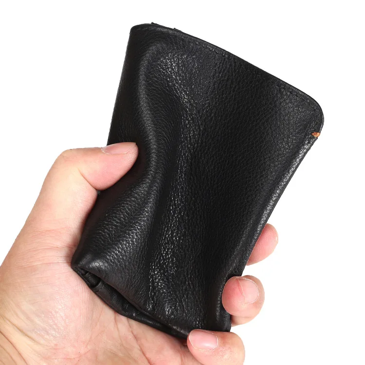 

Cow Leather Short Wallet For Men Genuine Leather Small Credit Cards Purse