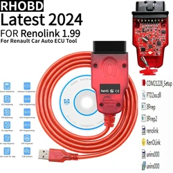 Latest 2024 Professional For Renolink V1.99 OBD2 Cable for Renault Car Auto Tool ECU Tuning/air-ba9 Reset/ECM UCH Key Programmer