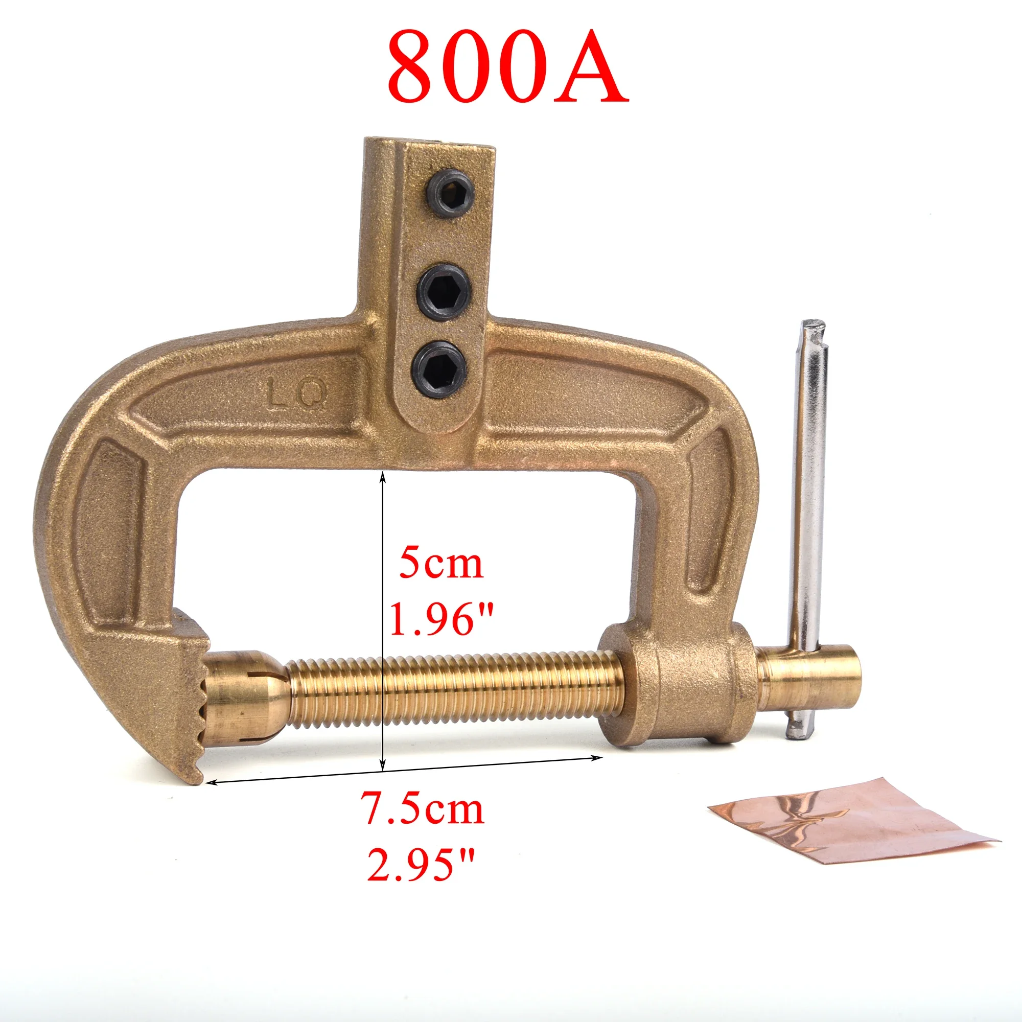 Abrazadera de tierra de soldadura, Clip de tierra de tornillo tipo A/C de latón resistente, 260/300/500/600/800/1000A, para máquina de soldadura