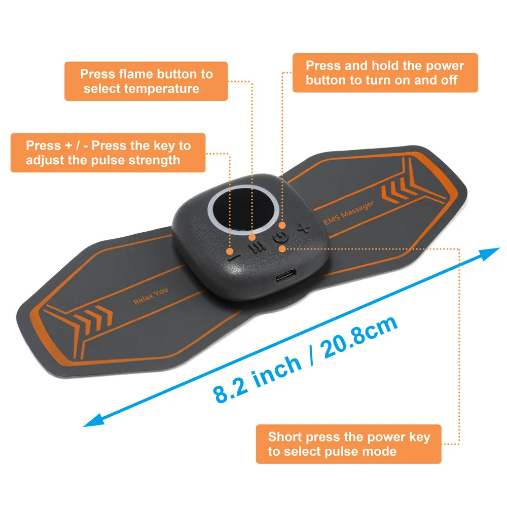 Smart Wireless TENS & EMS Neck Massager With 3 Level Heat, Portable EMS Muscle Stimulator Cervical Vertebra Back Body Massage