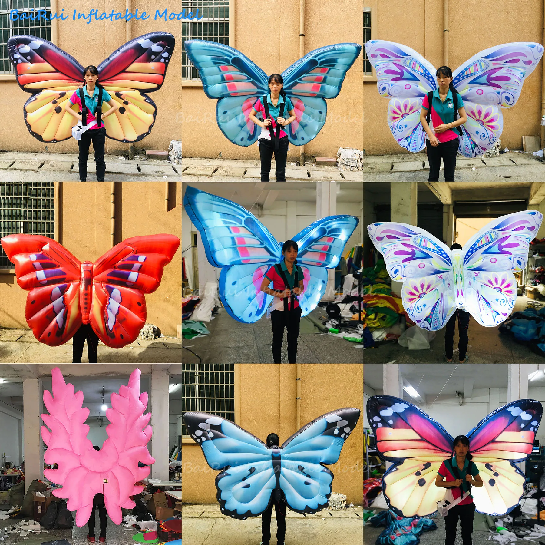 Riesige Aufblasbare Schmetterlingsflügel mit Luftblasfunktion für Nachtclub-Paraden, Aufführungen, Halloween, Erwachsenen-Cosplay-Kostüm und Werbeprop – Detail 2