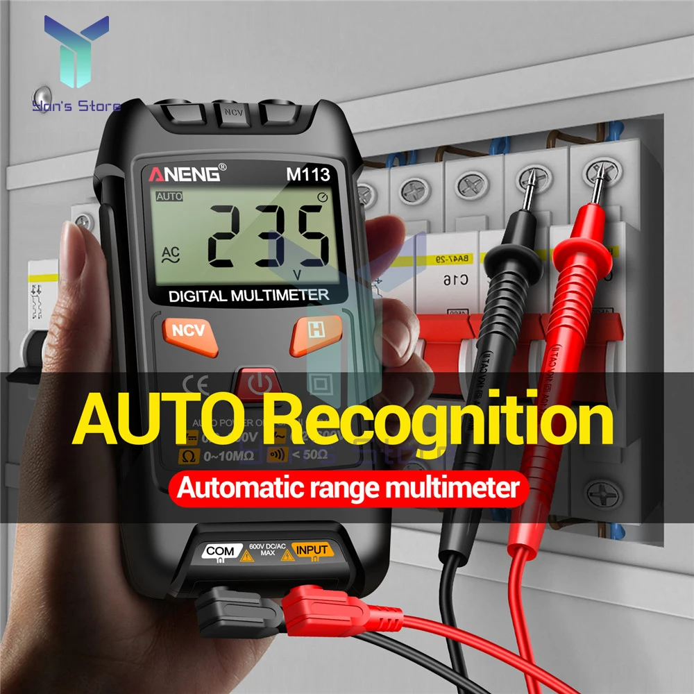 1Pcs ANENG M113 Automatic Professional Digital Multimeter 1999 Counts Auto AC/DC Votage Tester Ohm Current Ammeter Detector Tool