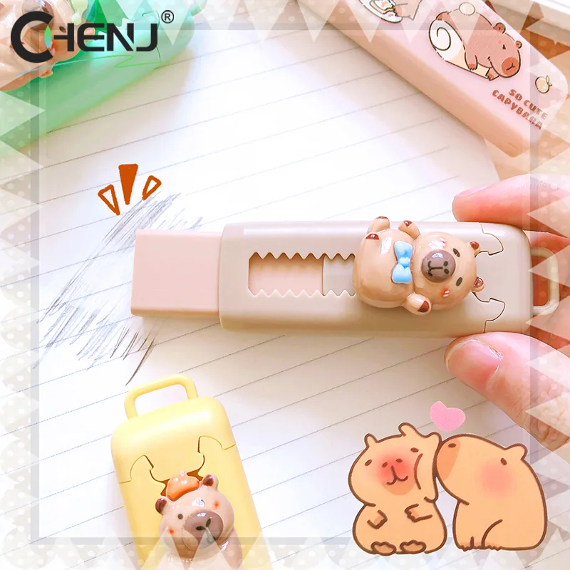 1PC Kawaii Push Pull Capybara Gomma Carino Divertente Matita di Gomma Per Bambini Gomma Telescopica Forniture Per Ufficio Regalo di Cancelleria Scolastica