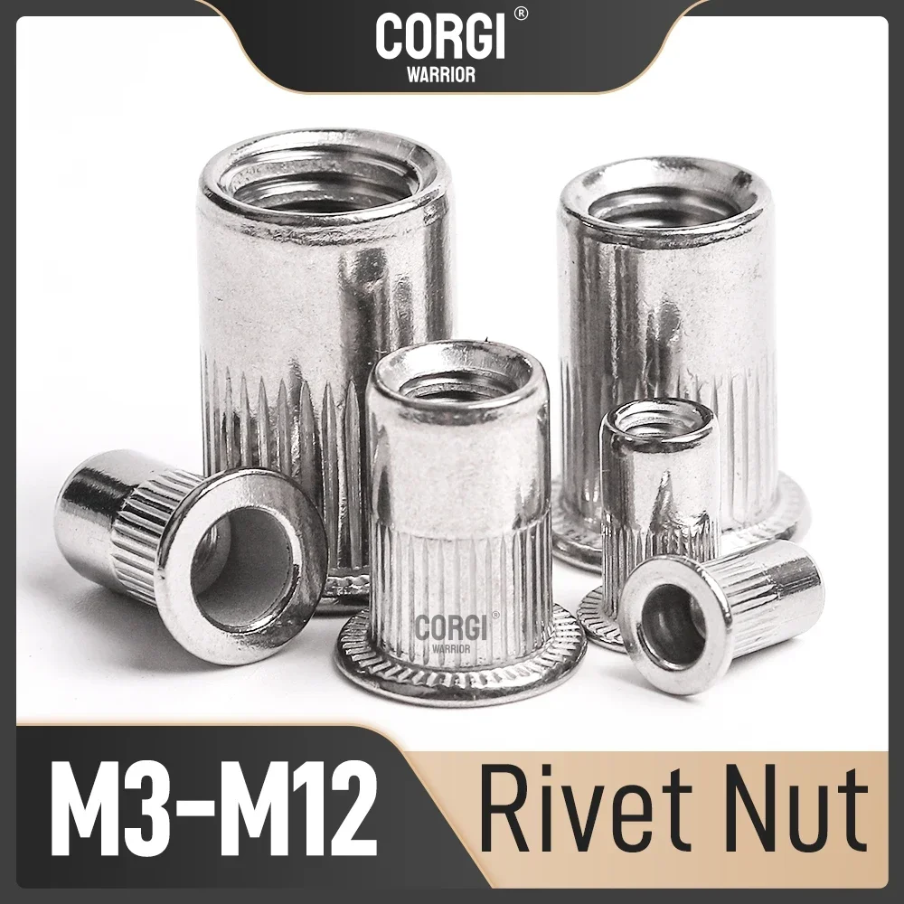 Метрическая плоская головка, заклепка Rivnut, гайка до 20 дюймов, желтое оцинкованное углеродное покрытие/Резьбовая вставка из нержавеющей стали