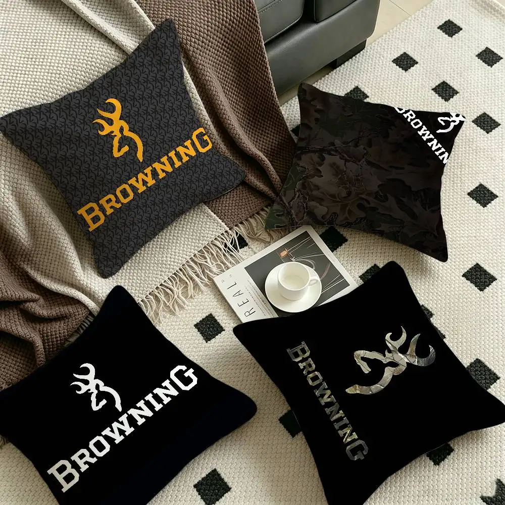 B-Browning Logo Personalized Pillow Cover Kids Bedroom Wild Party Decor Pillowcase kid Birthday shower Gift