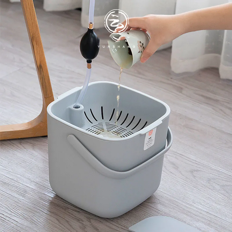 6.8L Tea Slag Bucket Tea Bucket with Filter Drain Waste Water Can Household Tea Table Trash Vessel Kung Fu Tea Set Accessories