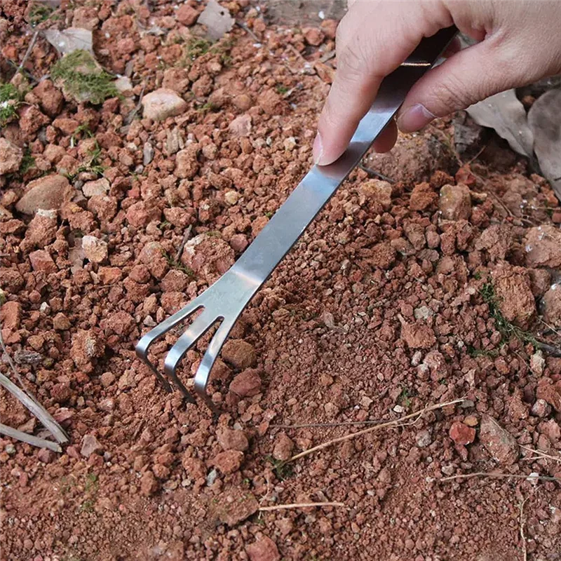 AT29-2PCS Stainless Steel Rake Root Rakes With Ergonomic Handles Are Suitable For Outdoor Use