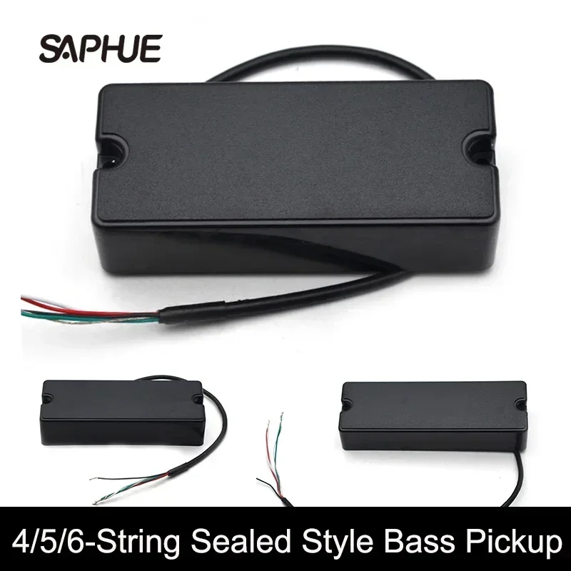 4/5/6-String Sealed Soapbar 2-Hole Bass Guitar Pickup 5 String Double Coil Humbucker Pickup 101*37.5mm Ceramic Magnet Black