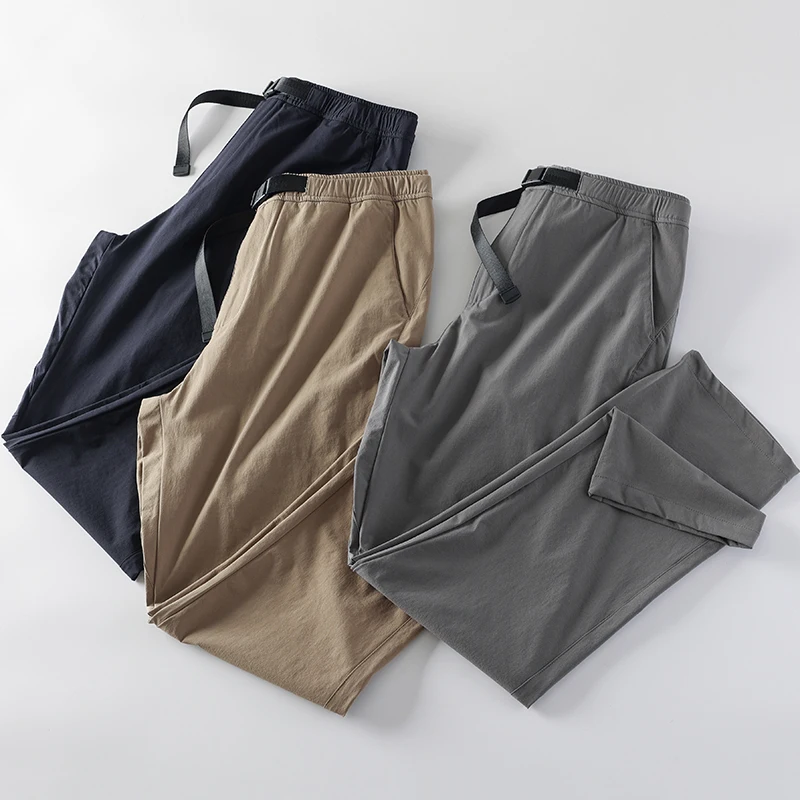 

Мужские уличные повседневные брюки с эластичным поясом, длинные, синего цвета, быстросохнущие, с трехмерным кроем, модные, Ci S