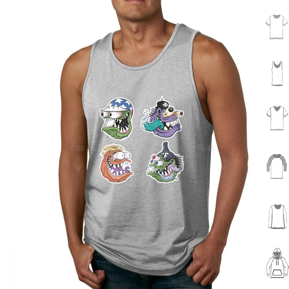 Rat Monster Sticker Pack Tank Tops Vest Sleeveless Rat Fink Fast Ghost Slimer Rat Fink Style Burn Wheel Rat Fink