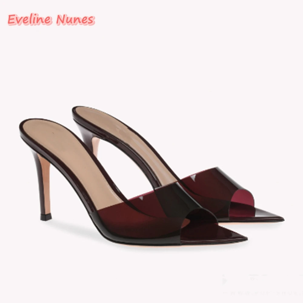 Purple PVC Stiletto Sexy Slippers Women's New Arrival Summer Slip-on Pointed Toe Hollow Fashion Temperament Dress Shoes